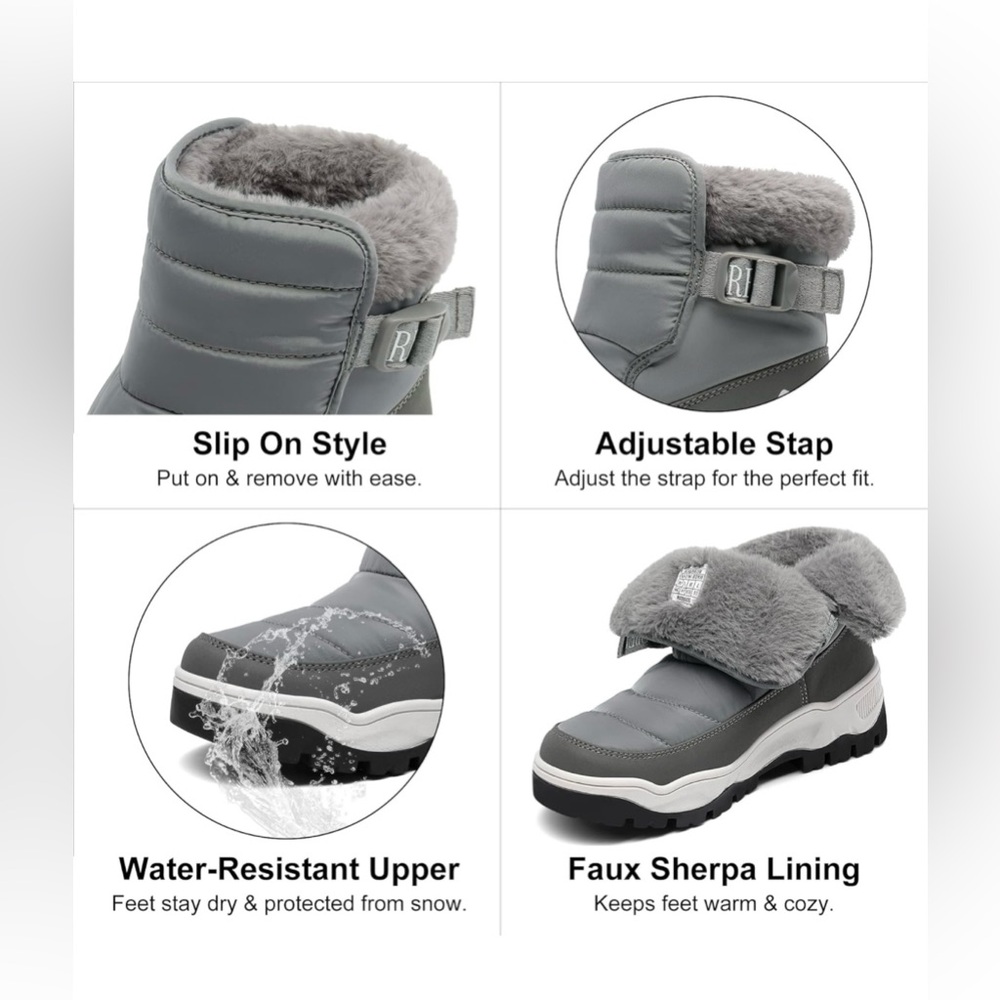 DREAM PAIRS Women's Winter Waterproof Snow  Ankle Booties Size 12 - Picture 3 of 9